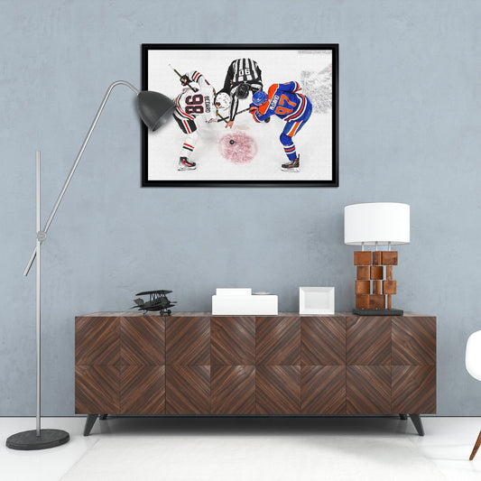 Connor Bedard and Connor McDavid 20x29 Framed Canvas Blackhawks - Jack Righteous