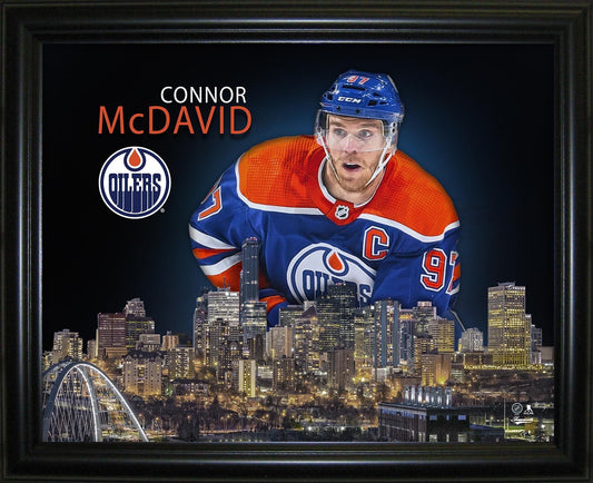 Connor McDavid 16x20 Framed Skyline Print Edmonton Oilers - Jack Righteous
