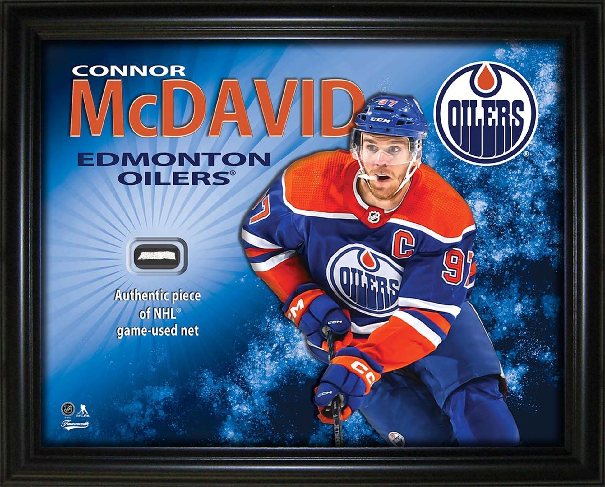 Connor McDavid 16x20 Photo Frame with Game - Used Net - Edmonton Oilers - Jack Righteous