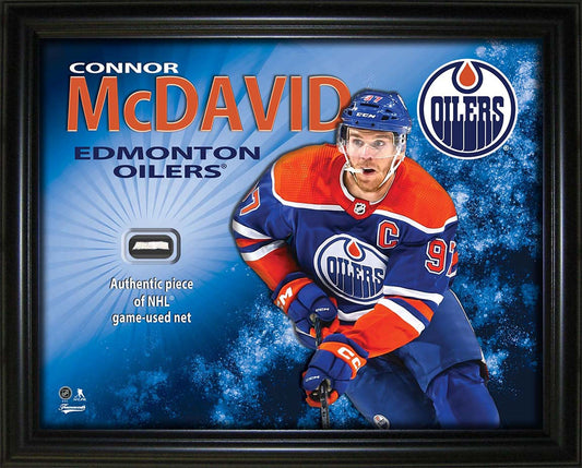 Connor McDavid 16x20 Photo Frame with Game - Used Net - Edmonton Oilers - Jack Righteous