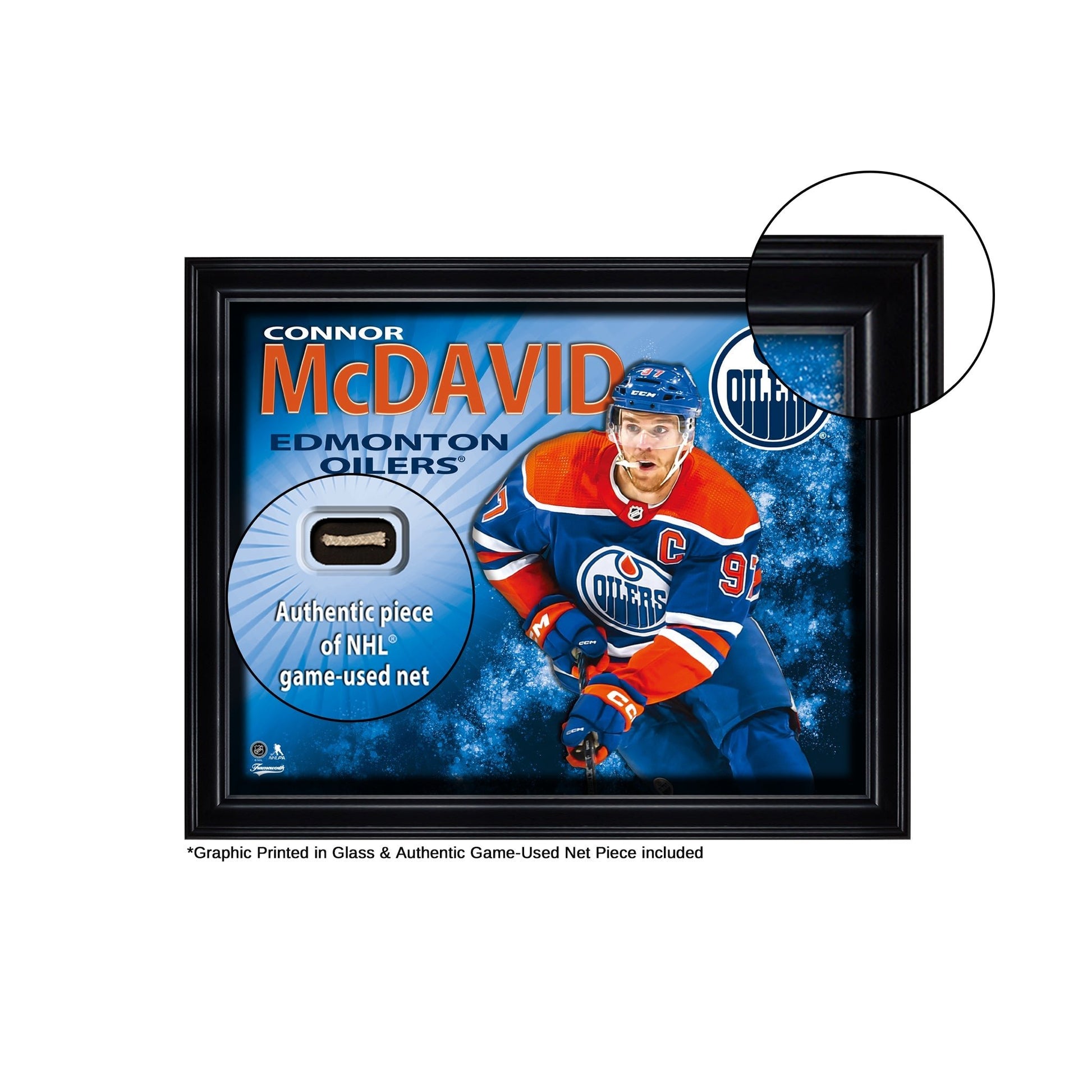 Connor McDavid 16x20 Photo Frame with Game - Used Net - Edmonton Oilers - Jack Righteous