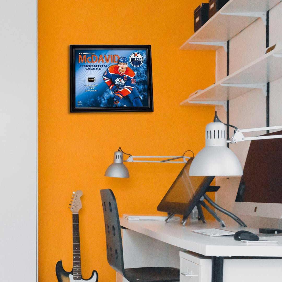 Connor McDavid 16x20 Photo Frame with Game - Used Net - Edmonton Oilers - Jack Righteous