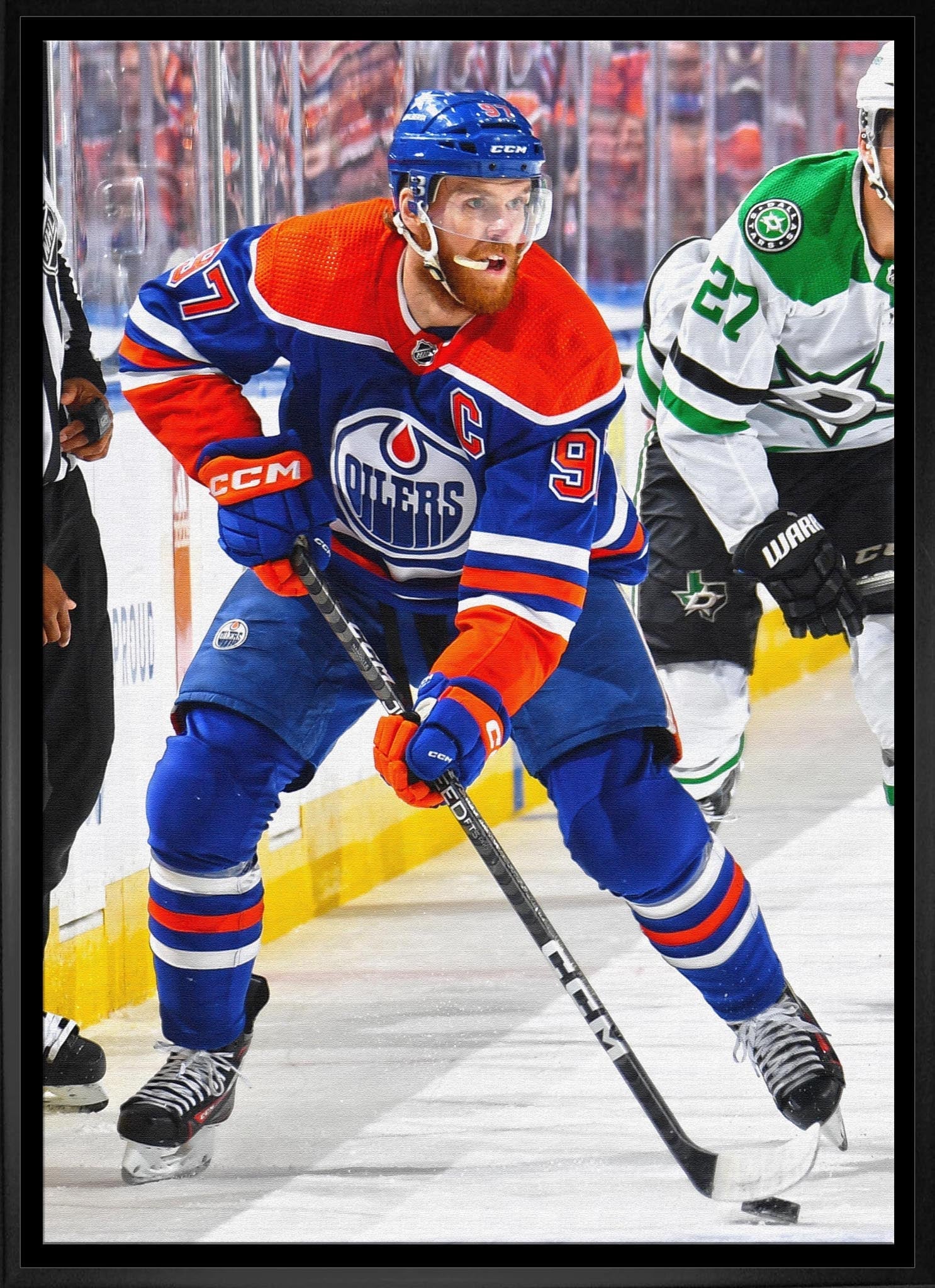 Connor McDavid 20x29 Framed Canvas Oilers Action - V - Jack Righteous