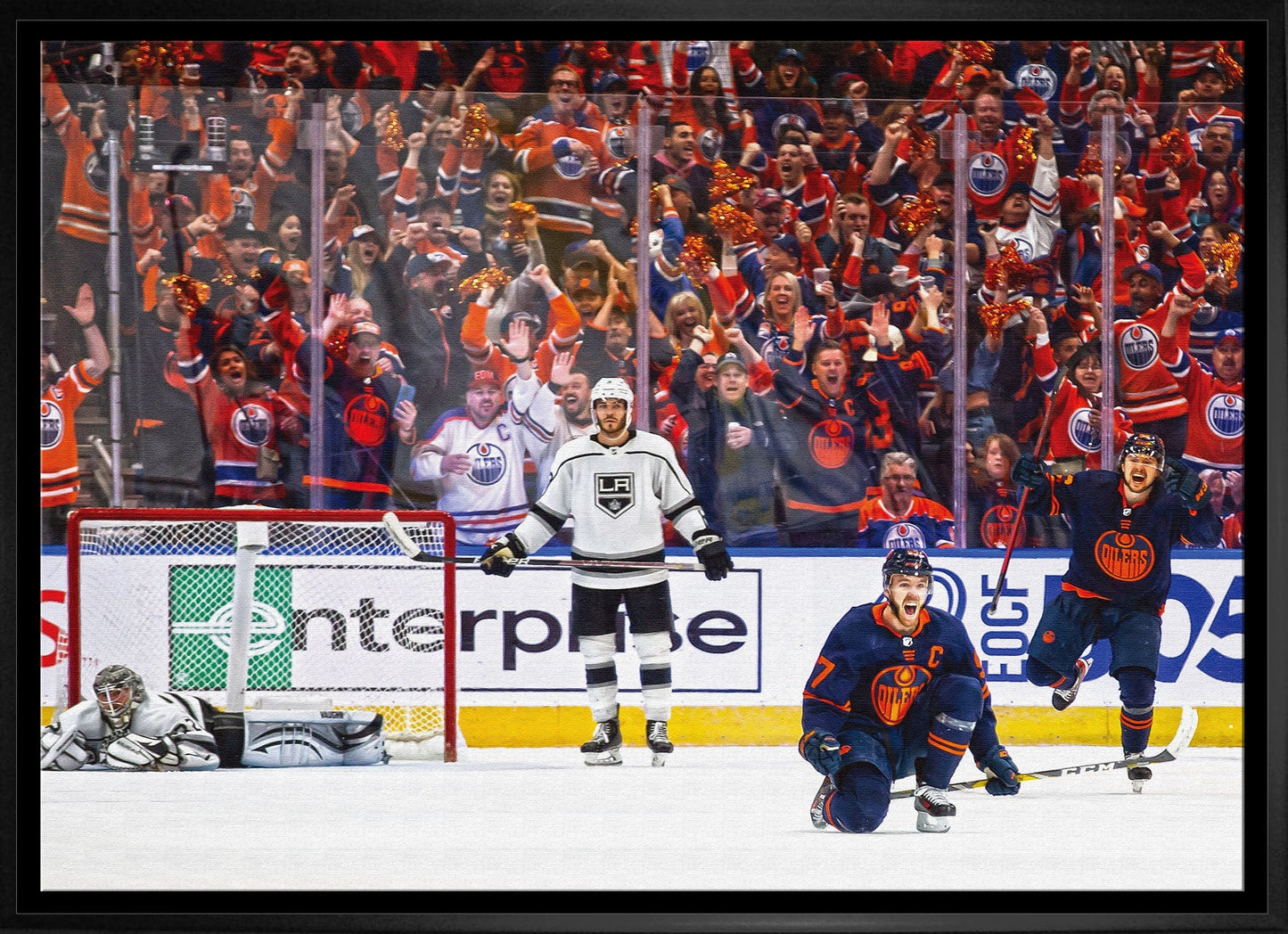 Connor McDavid 20x29 Framed Canvas Oilers Celebration - Jack Righteous