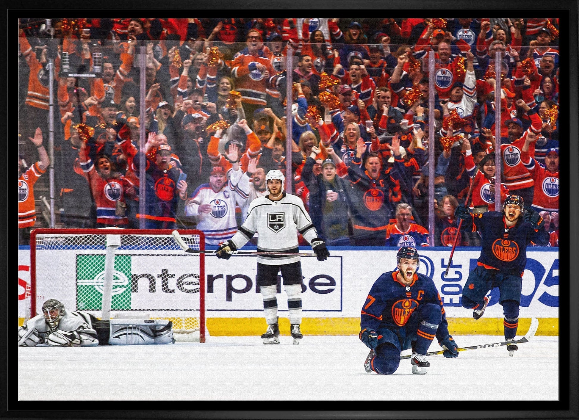 Connor McDavid 20x29 Framed Canvas Oilers Celebration - Jack Righteous