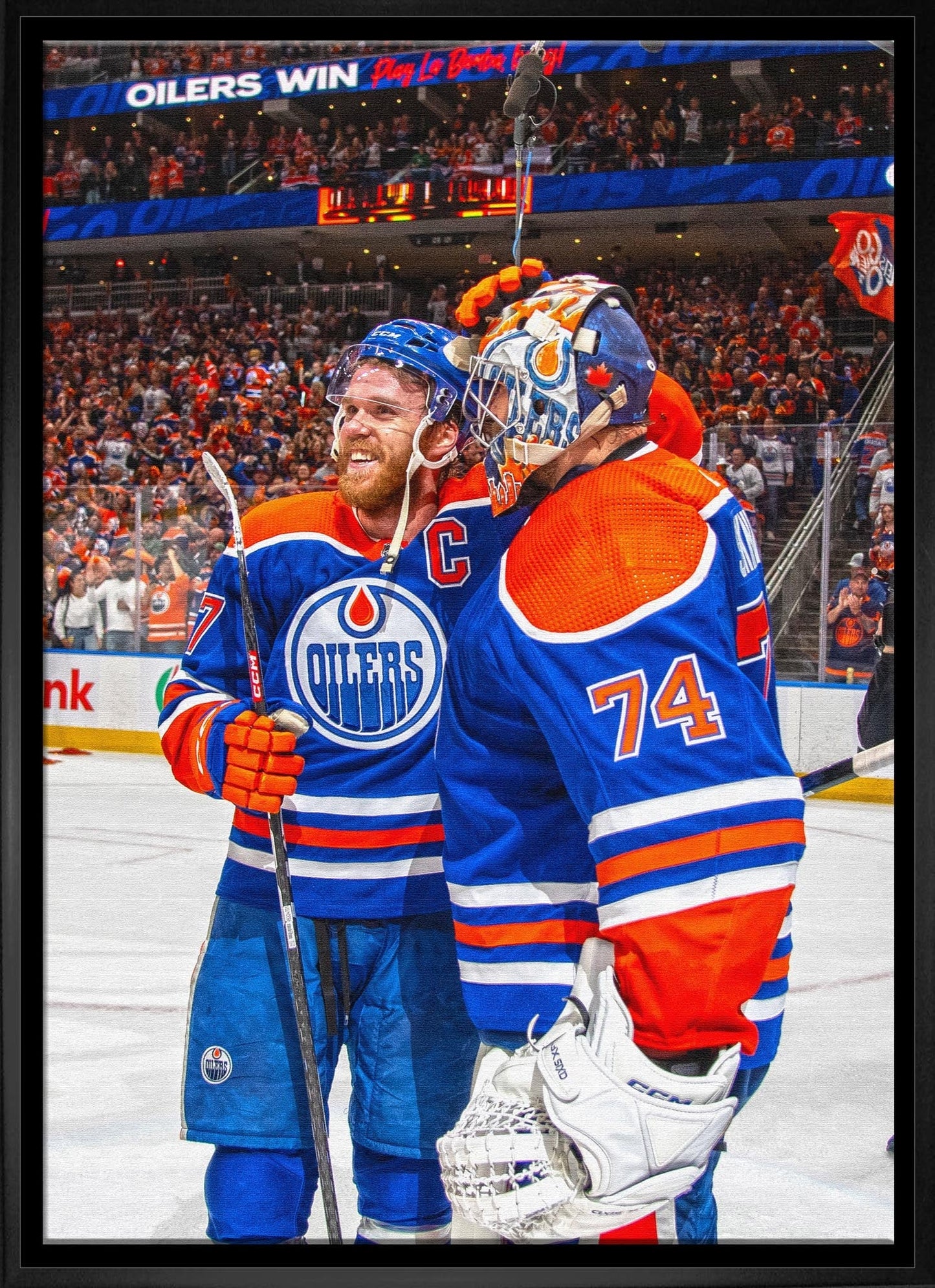 Connor McDavid 20x29 Framed Canvas Oilers With Skinner - V - Jack Righteous