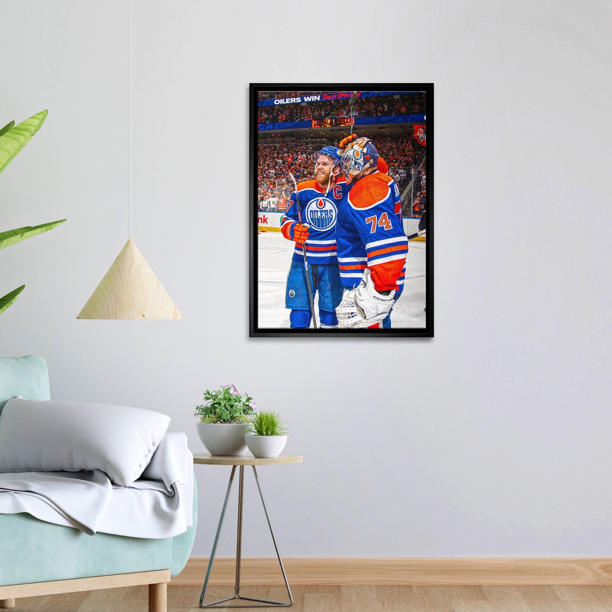 Connor McDavid 20x29 Framed Canvas Oilers With Skinner - V - Jack Righteous