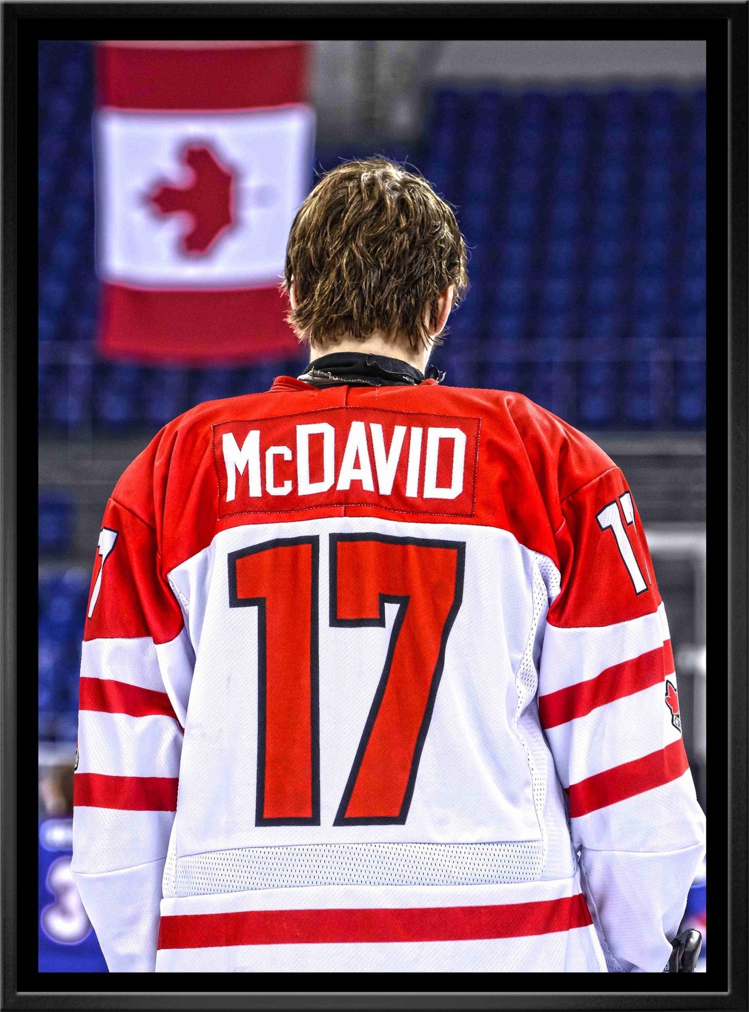 Connor McDavid 20x29 Framed Canvas Team Canada White - V Back View - Jack Righteous