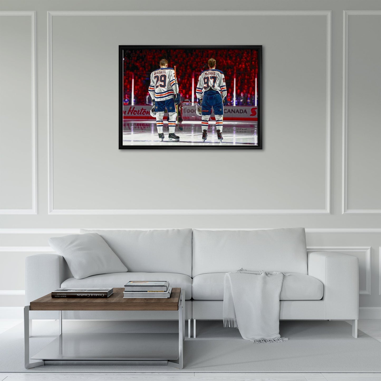 Connor McDavid and Leon Draisaitl Edmonton Oilers Framed 20x29 Line - Up Canvas - Jack Righteous