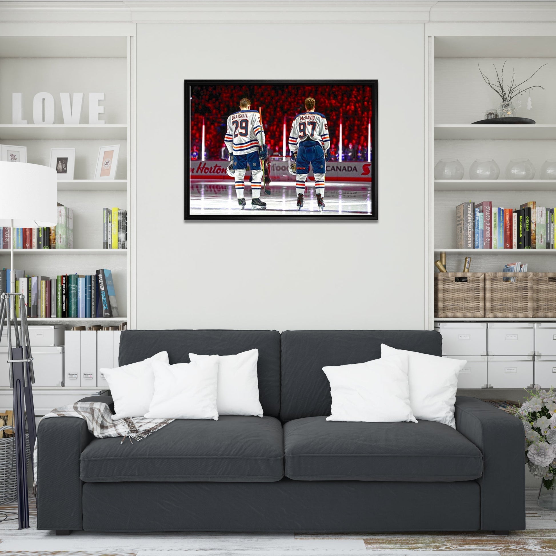Connor McDavid and Leon Draisaitl Edmonton Oilers Framed 20x29 Line - Up Canvas - Jack Righteous