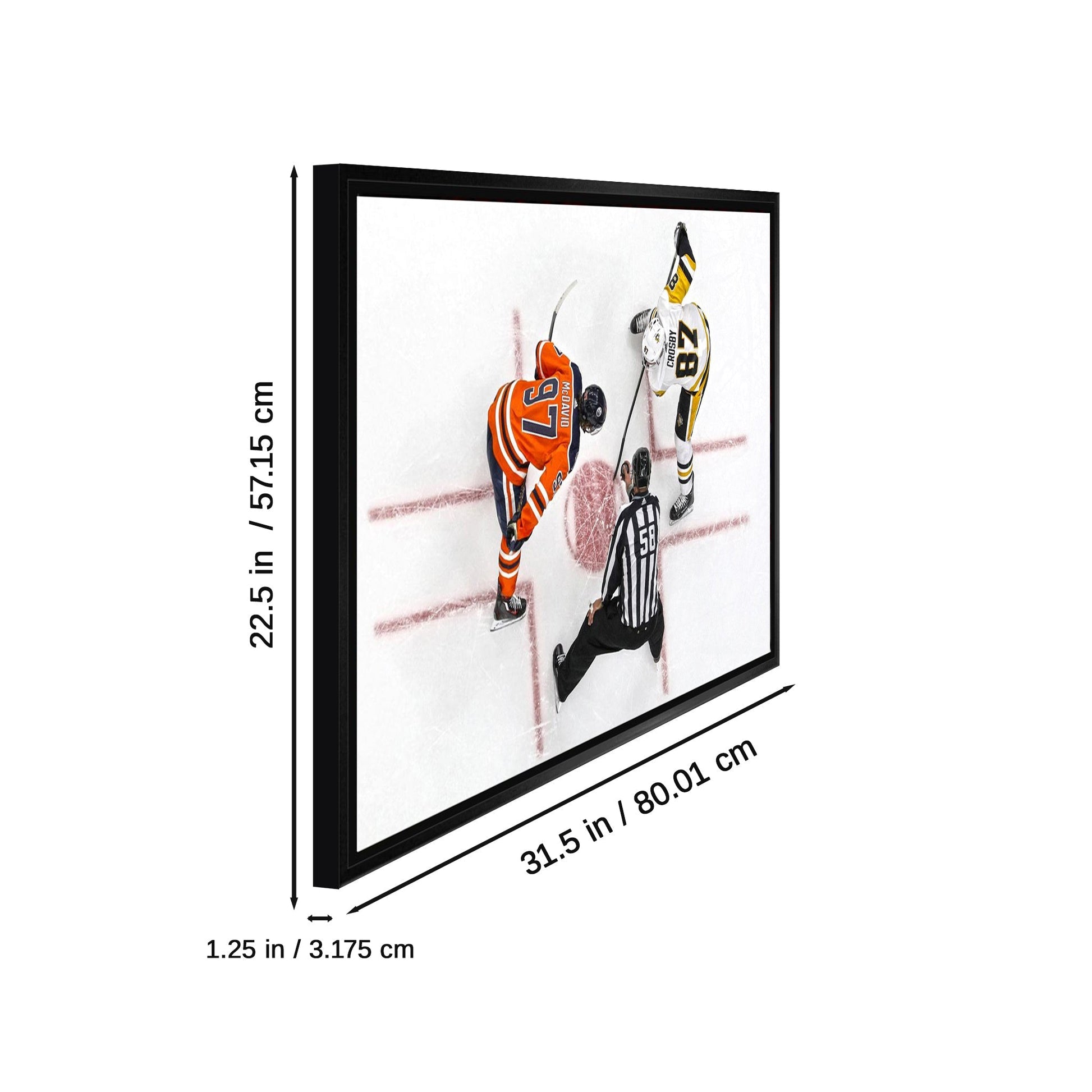 Connor McDavid and Sidney Crosby Framed 20x29 Overhead Face - off Canvas - Jack Righteous