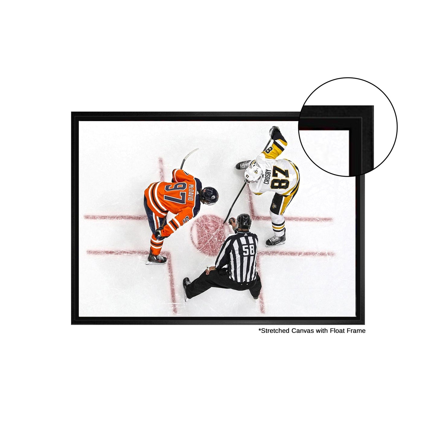 Connor McDavid and Sidney Crosby Framed 20x29 Overhead Face - off Canvas - Jack Righteous