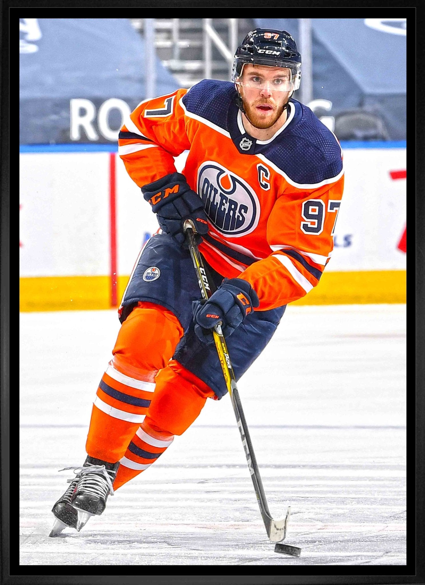 Connor McDavid Edmonton Oilers Framed 20x29 Skating Canvas - Jack Righteous