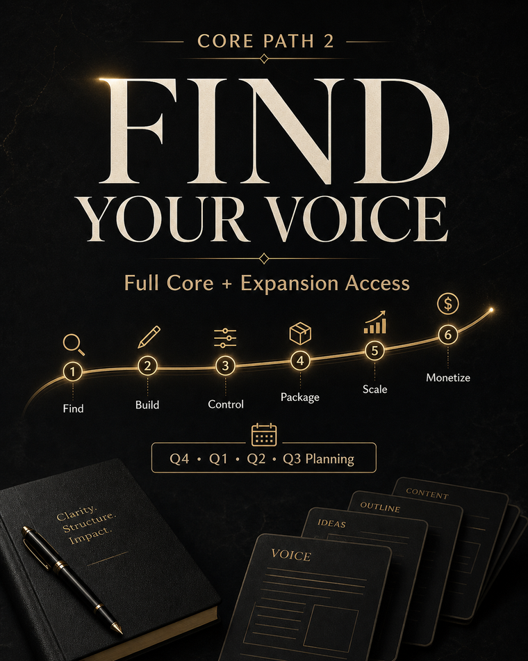 Core Path 2 Find Your Voice for developing creator narration, story, communication and AI-assisted voice workflows