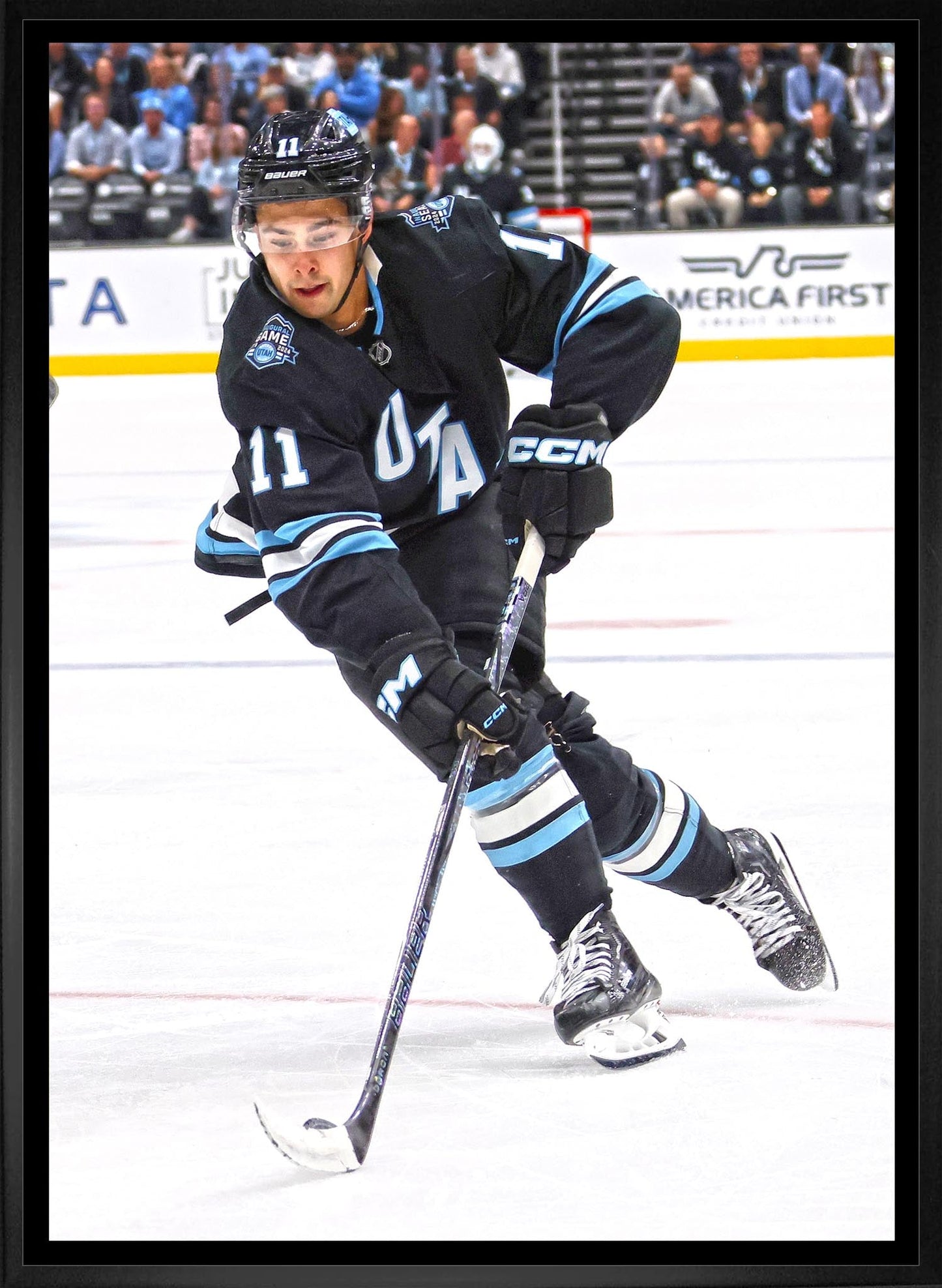 Dylan Guenther 20x29 Framed CanvasUtah Mammoth - Jack Righteous