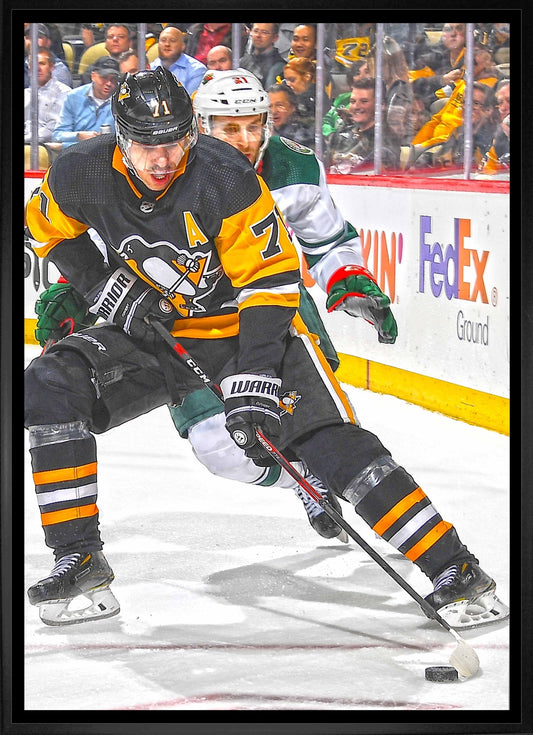 Evgeni Malkin Pittsburgh Penguins Framed 20x29 Skating with Puck Canvas - Jack Righteous