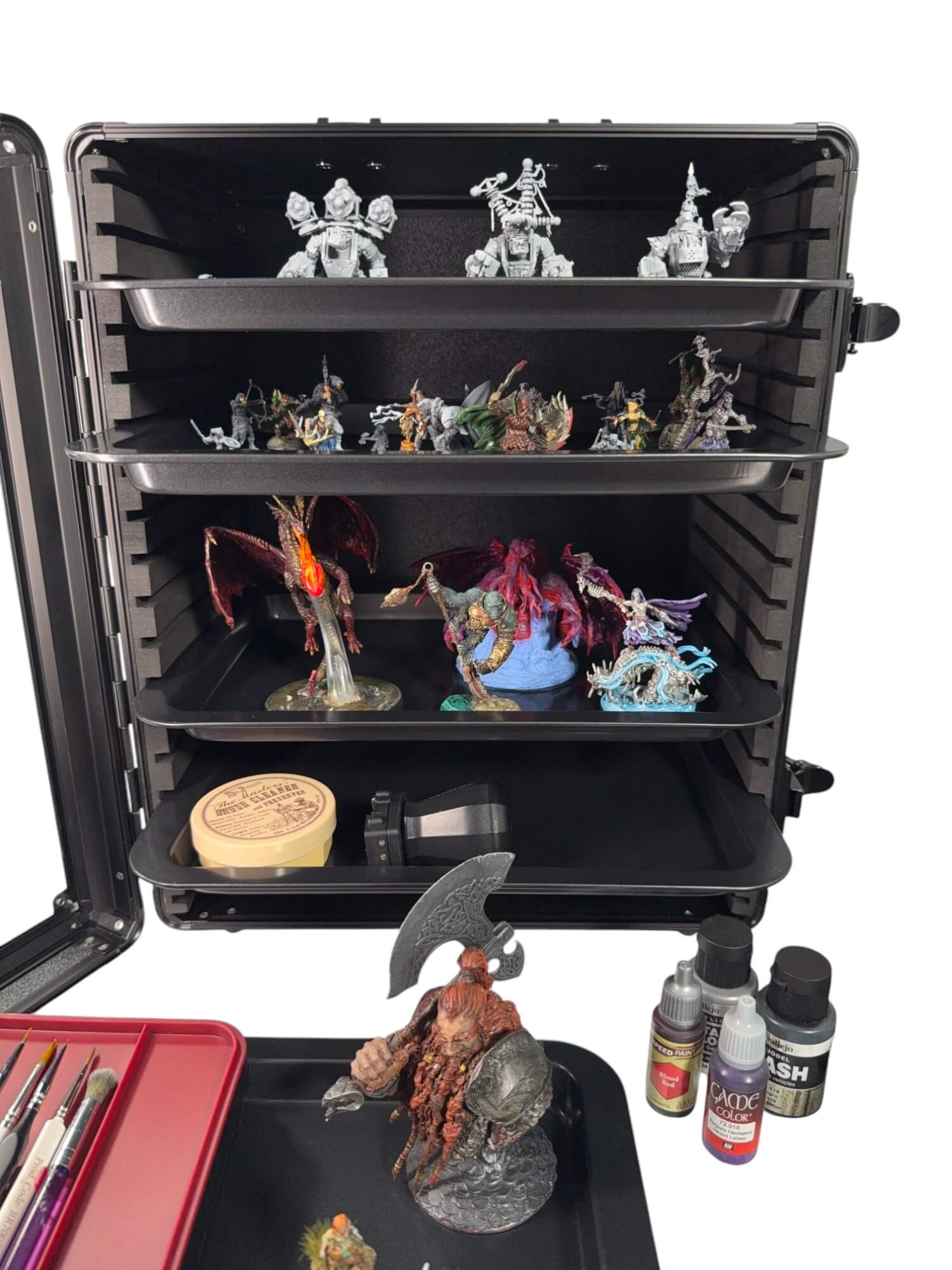 EVORETRO Aluminum Miniatures Display Case with 5 Magnetic Trays - Jack Righteous