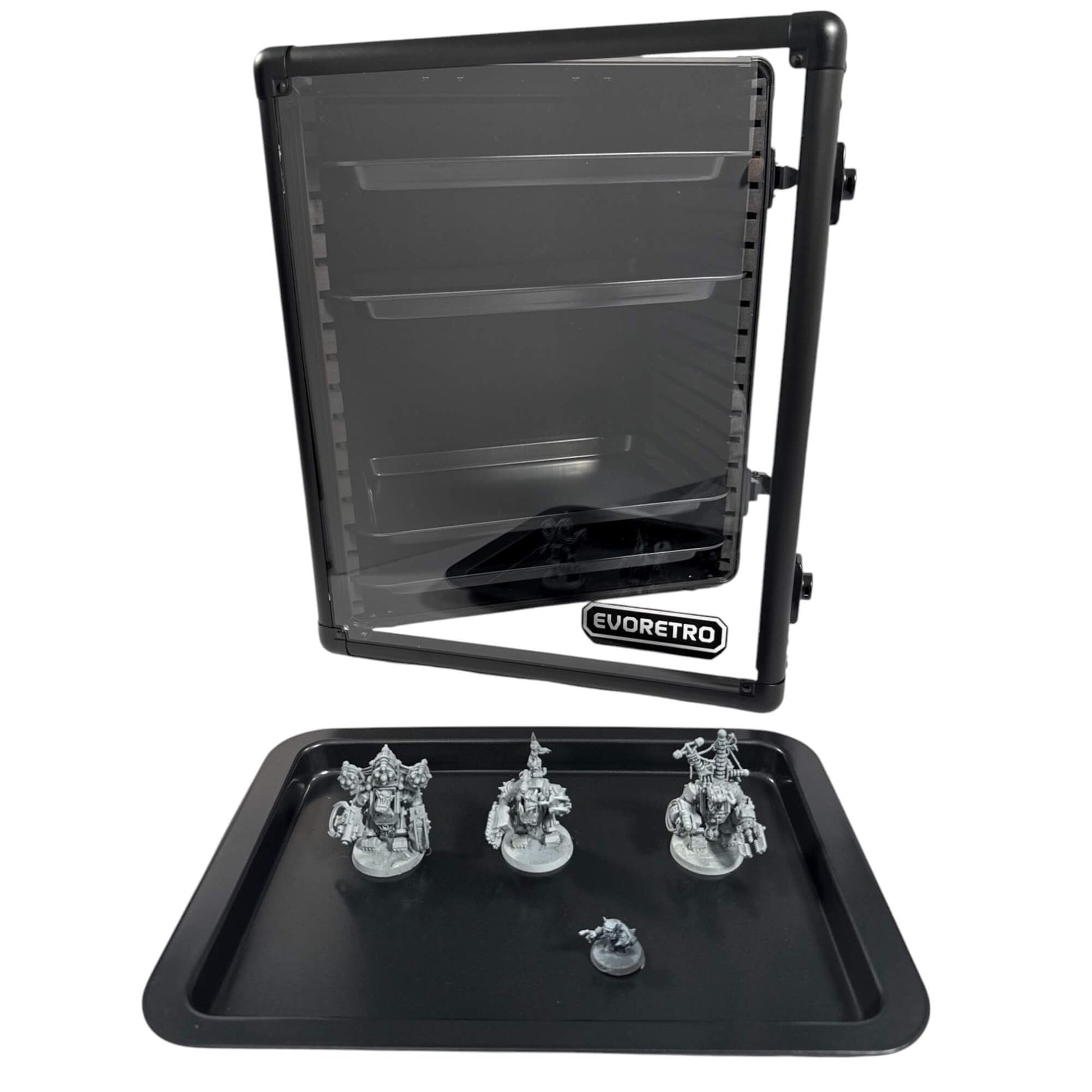 EVORETRO Aluminum Miniatures Display Case with 5 Magnetic Trays - Jack Righteous