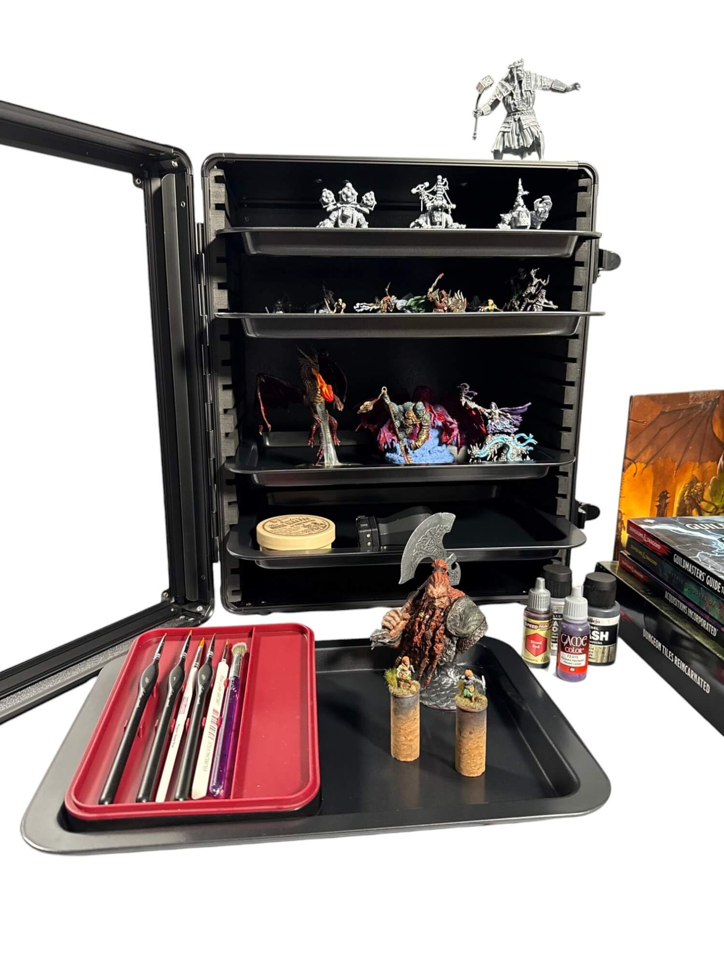 EVORETRO Aluminum Miniatures Display Case with 5 Magnetic Trays - Jack Righteous