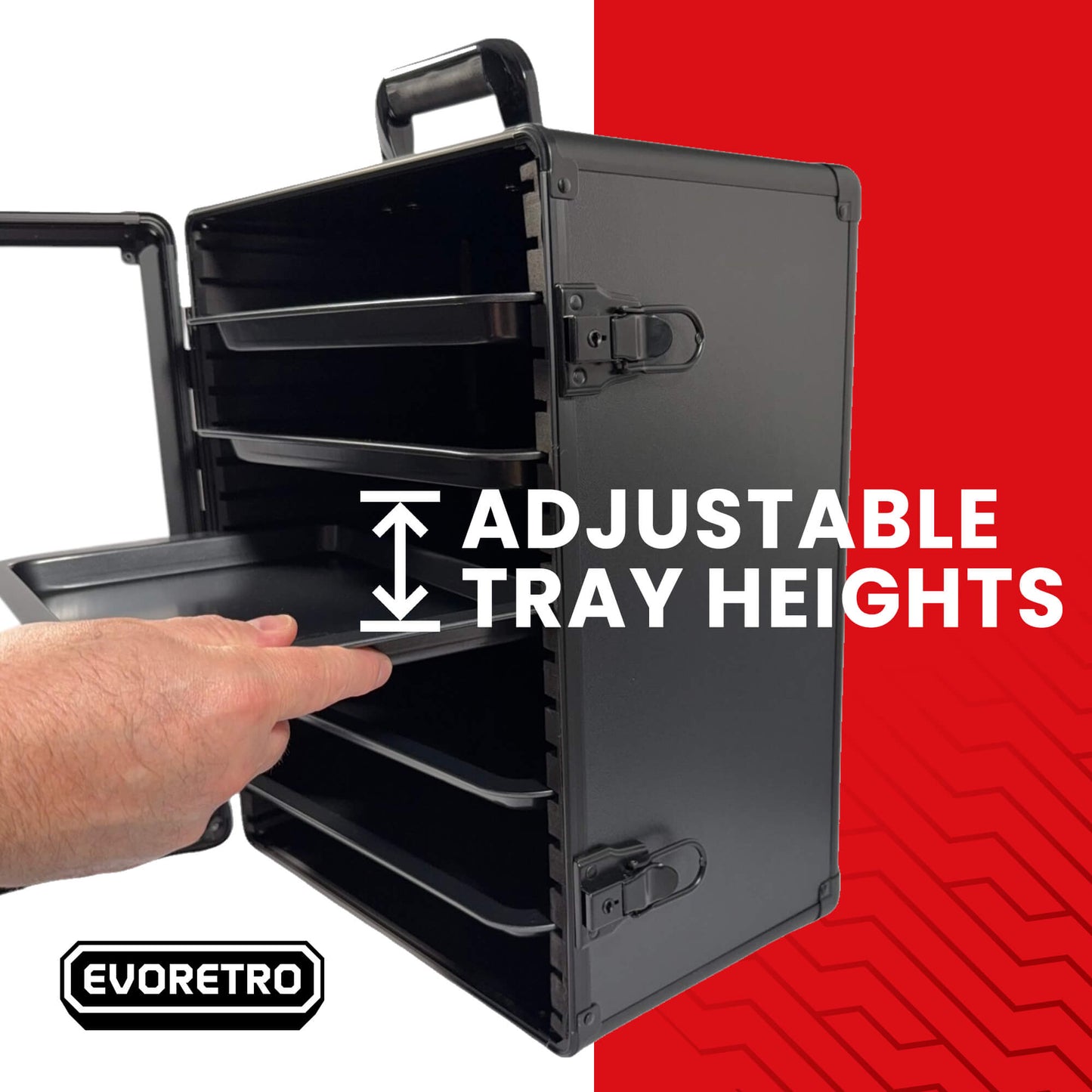 EVORETRO Aluminum Miniatures Display Case with 5 Magnetic Trays - Jack Righteous