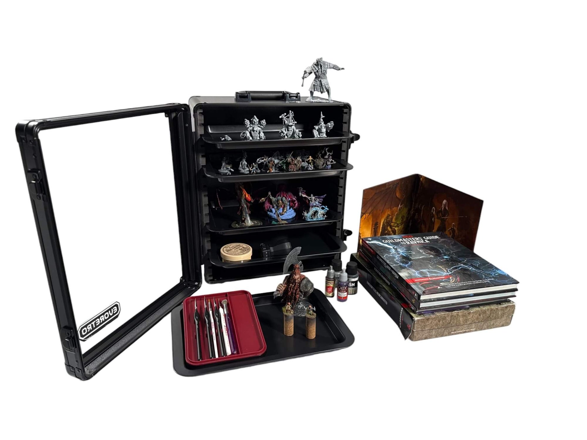 EVORETRO Aluminum Miniatures Display Case with 5 Magnetic Trays - Jack Righteous