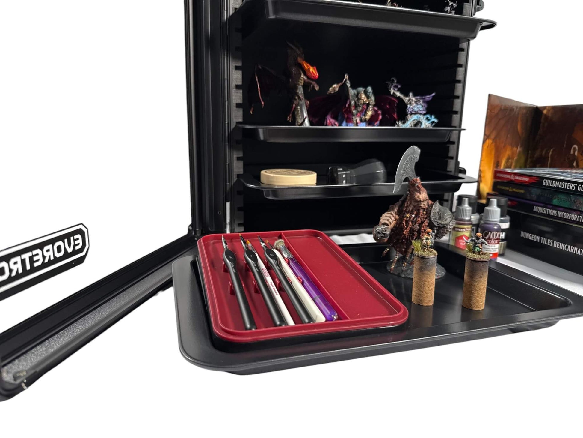 EVORETRO Aluminum Miniatures Display Case with 5 Magnetic Trays - Jack Righteous