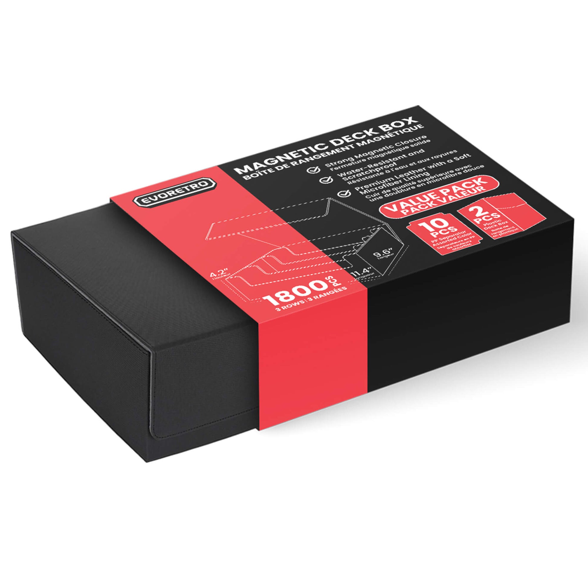 EVORETRO Magnetic Card Deck Storage Box - Holds 1800 Cards - Jack Righteous