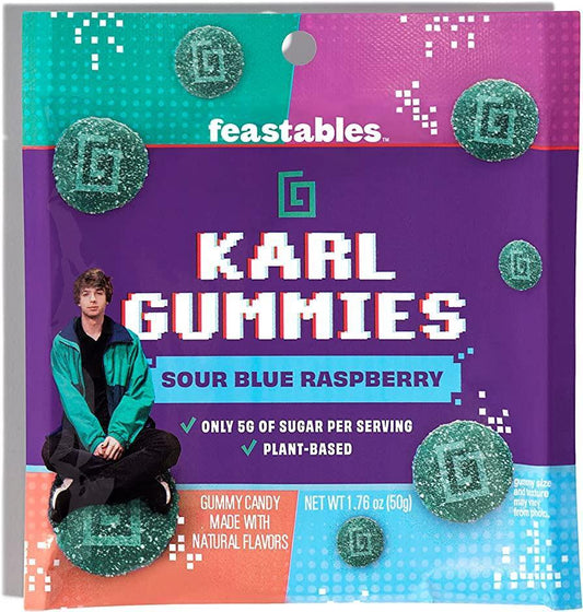 Feastables Karl Gummies Sour Blue Raspberry Bag 3.5OZ