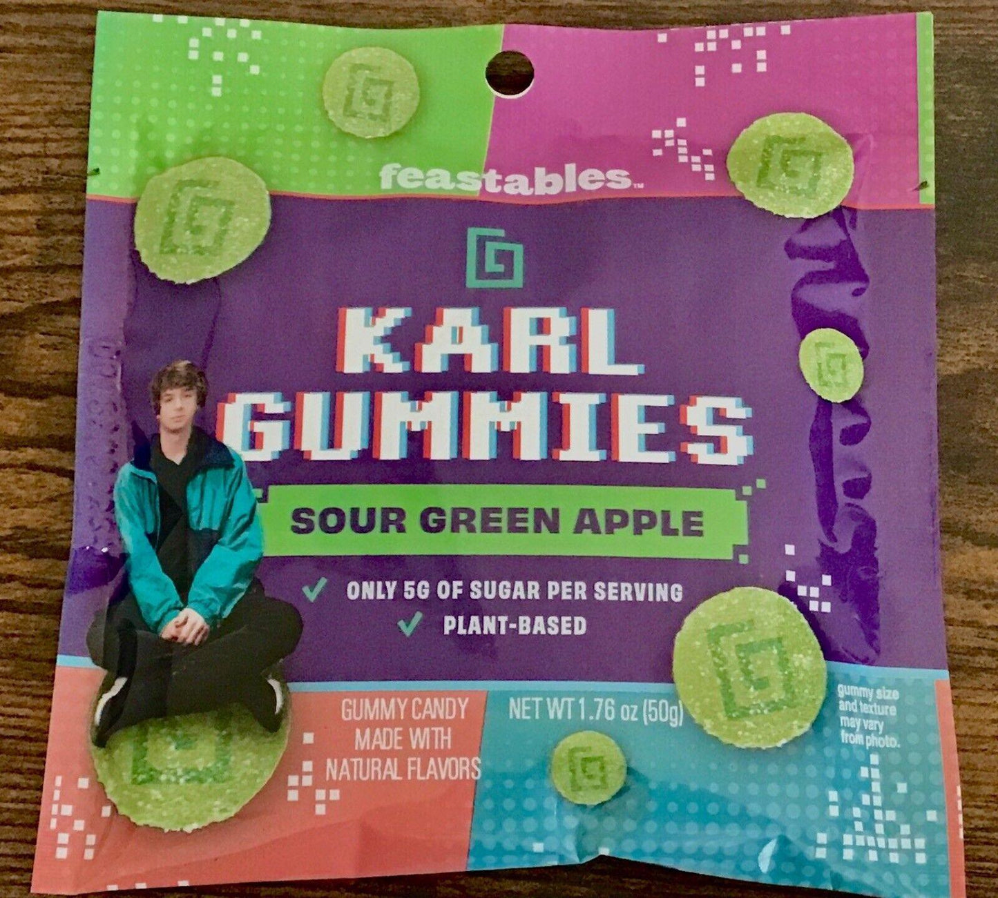 Feastables Karl Gummies Sour Green Bag 3.5OZ