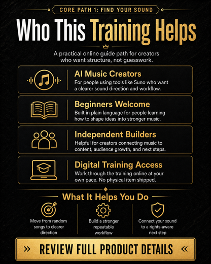 Find Your Sound Core Path overview for building a stronger repeatable AI music creator workflow