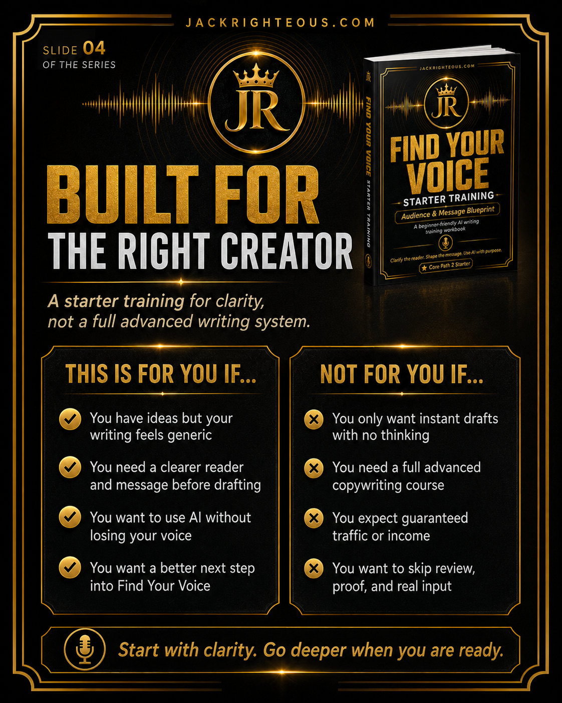 Find Your Voice starter training benefits for creators refining audience, message and brand communication