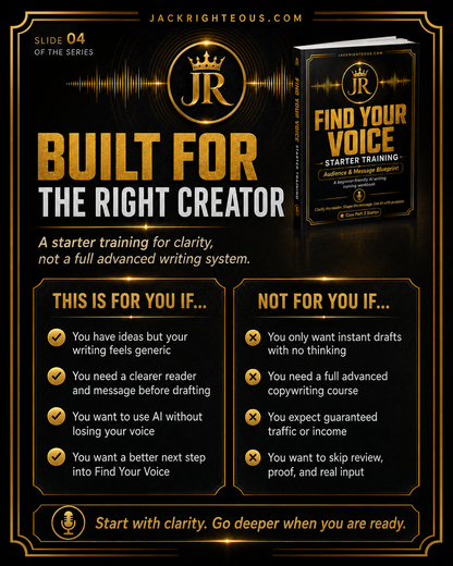 Find Your Voice starter training benefits for creators refining audience, message and brand communication