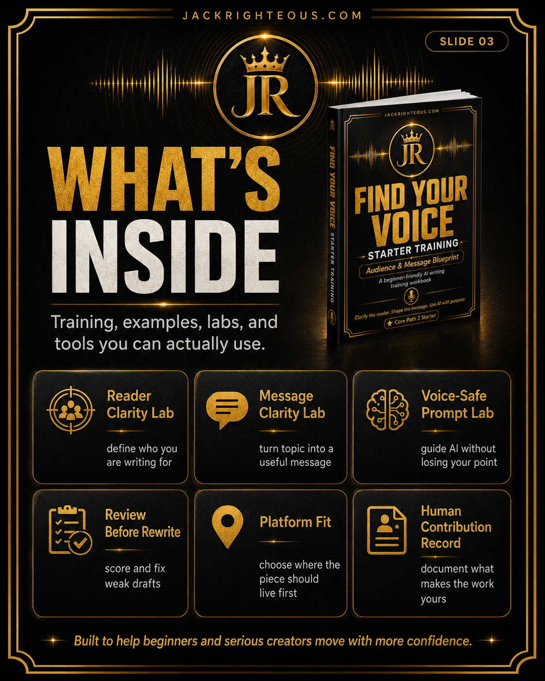Find Your Voice starter workflow for turning creator ideas into clearer audience-focused messaging