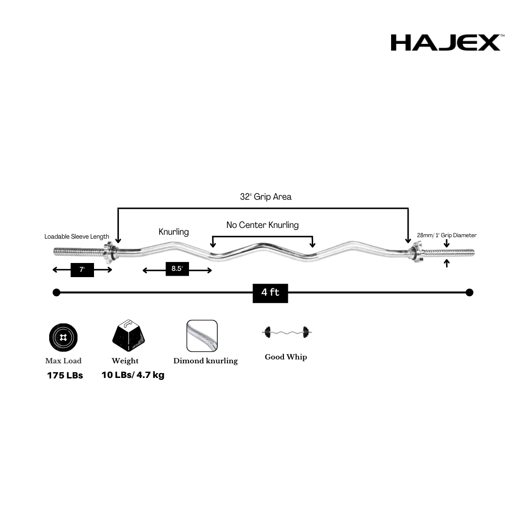 HAJEX Olympic and Standard Barbell Bars with Bearings and High Loading Capacity - Jack Righteous