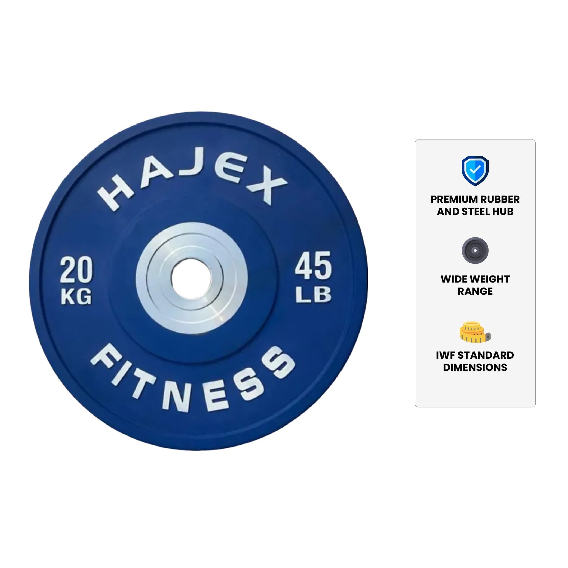 HAJEX Olympic Competition Steel Hub Bumper Plates Colored - 15, 25, 35, 45, 55 LB - Jack Righteous
