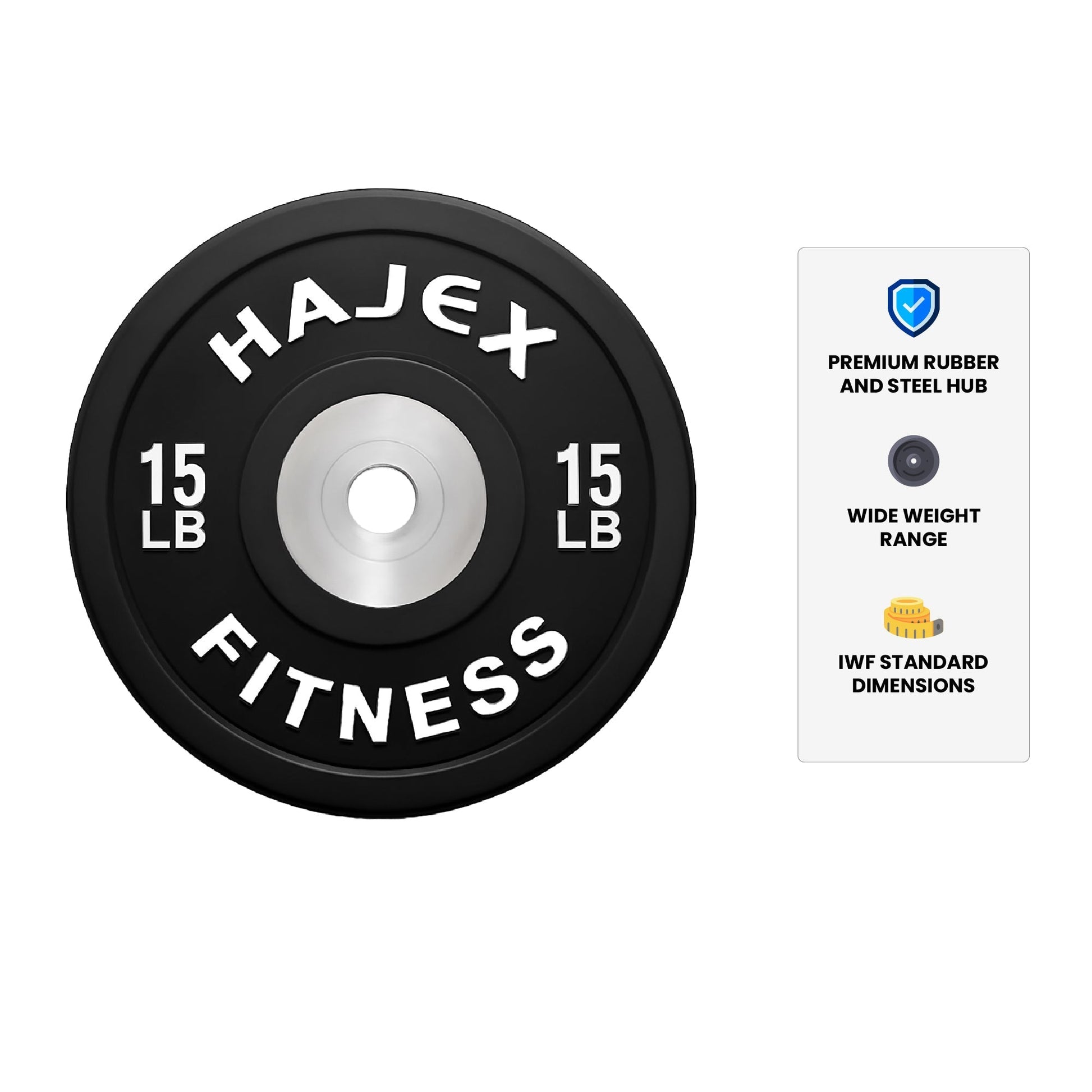 HAJEX Olympic Competition Steel Hub Bumper Plates Colored - 15, 25, 35, 45, 55 LB - Jack Righteous