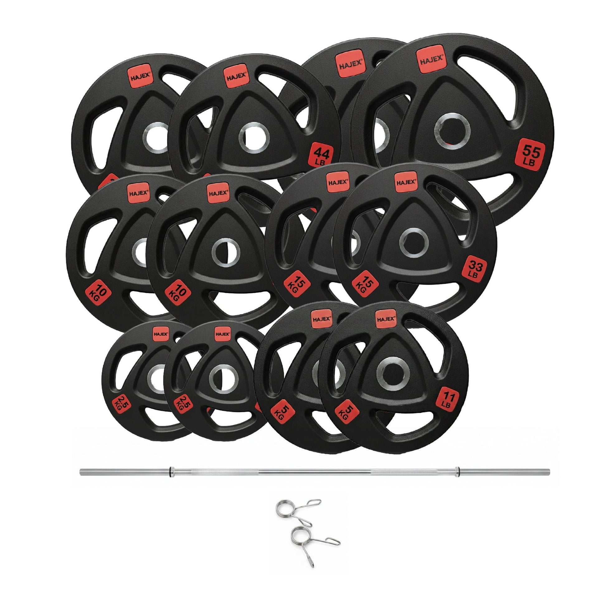 HAJEX Rubber Olympic Bumper Grip Weight Plates & Sets in LBs & KGs - Jack Righteous