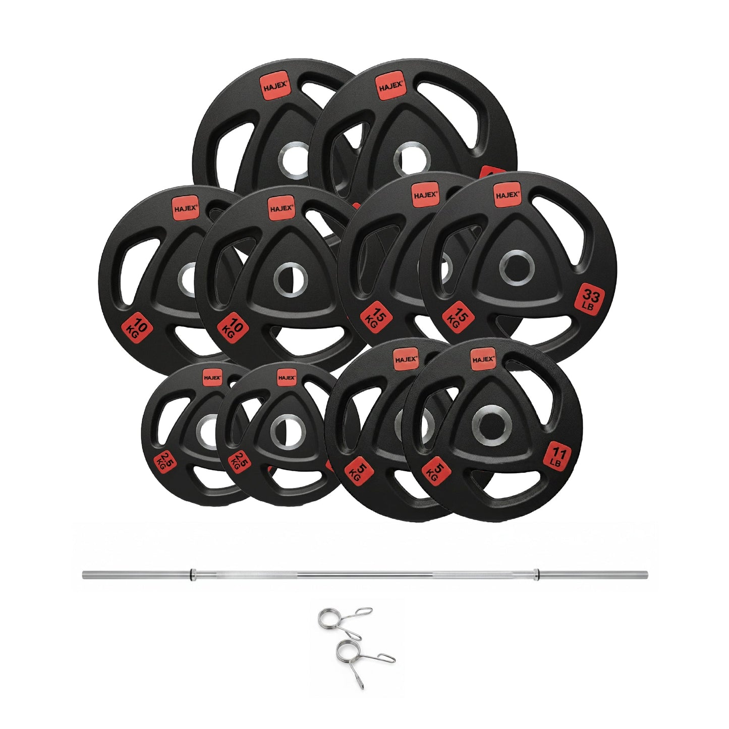 HAJEX Rubber Olympic Bumper Grip Weight Plates & Sets in LBs & KGs - Jack Righteous