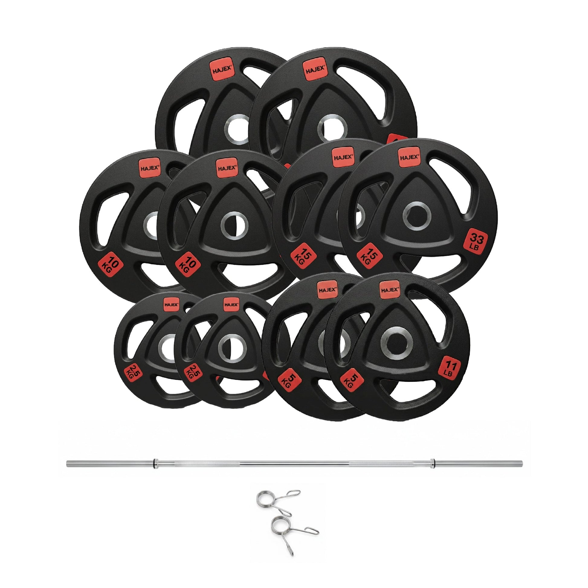 HAJEX Rubber Olympic Bumper Grip Weight Plates & Sets in LBs & KGs - Jack Righteous