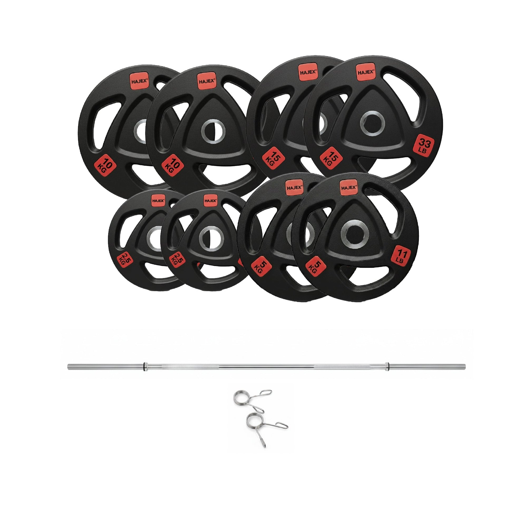 HAJEX Rubber Olympic Bumper Grip Weight Plates & Sets in LBs & KGs - Jack Righteous