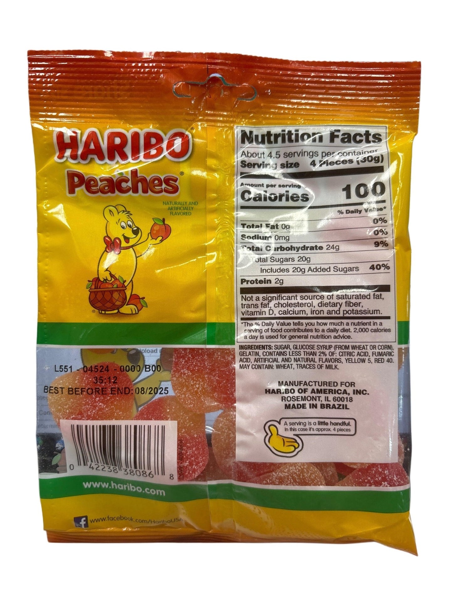 Haribo Peaches Soft & Fruity Candy Bag 5OZ - Jack Righteous