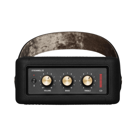Haut - parleur sans fil Bluetooth Marshall Stockwell II résistant aux éclaboussures - Noir/Laiton - Recertifié par Marshall - Jack Righteous
