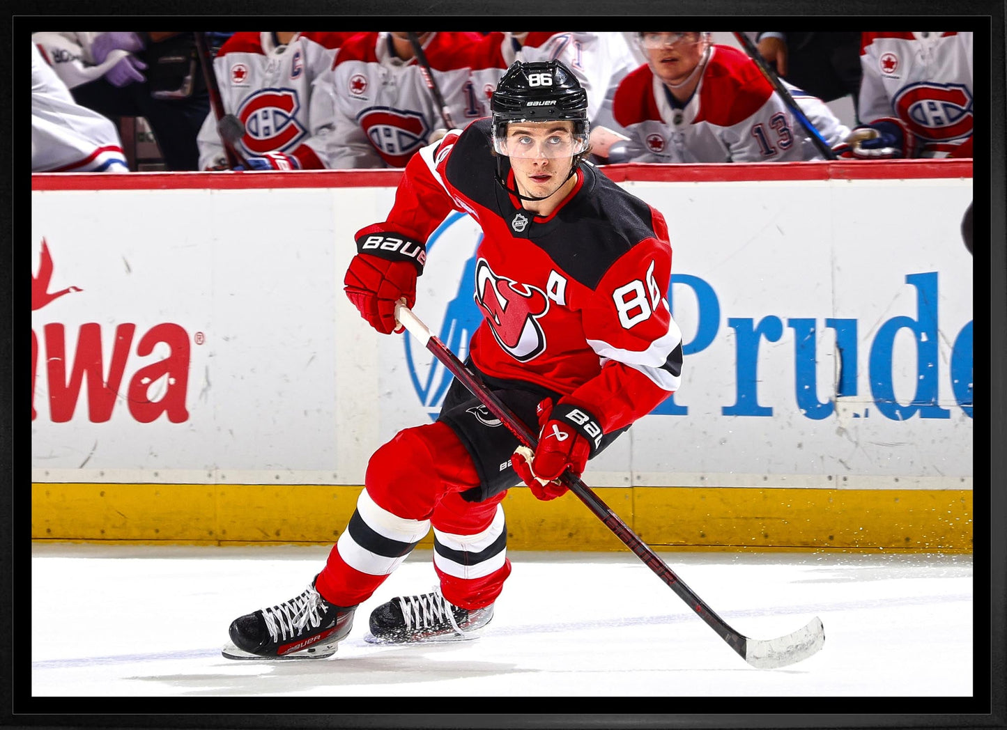 Jack Hughes 20x29 Framed Canvas New Jersey Devils - Jack Righteous