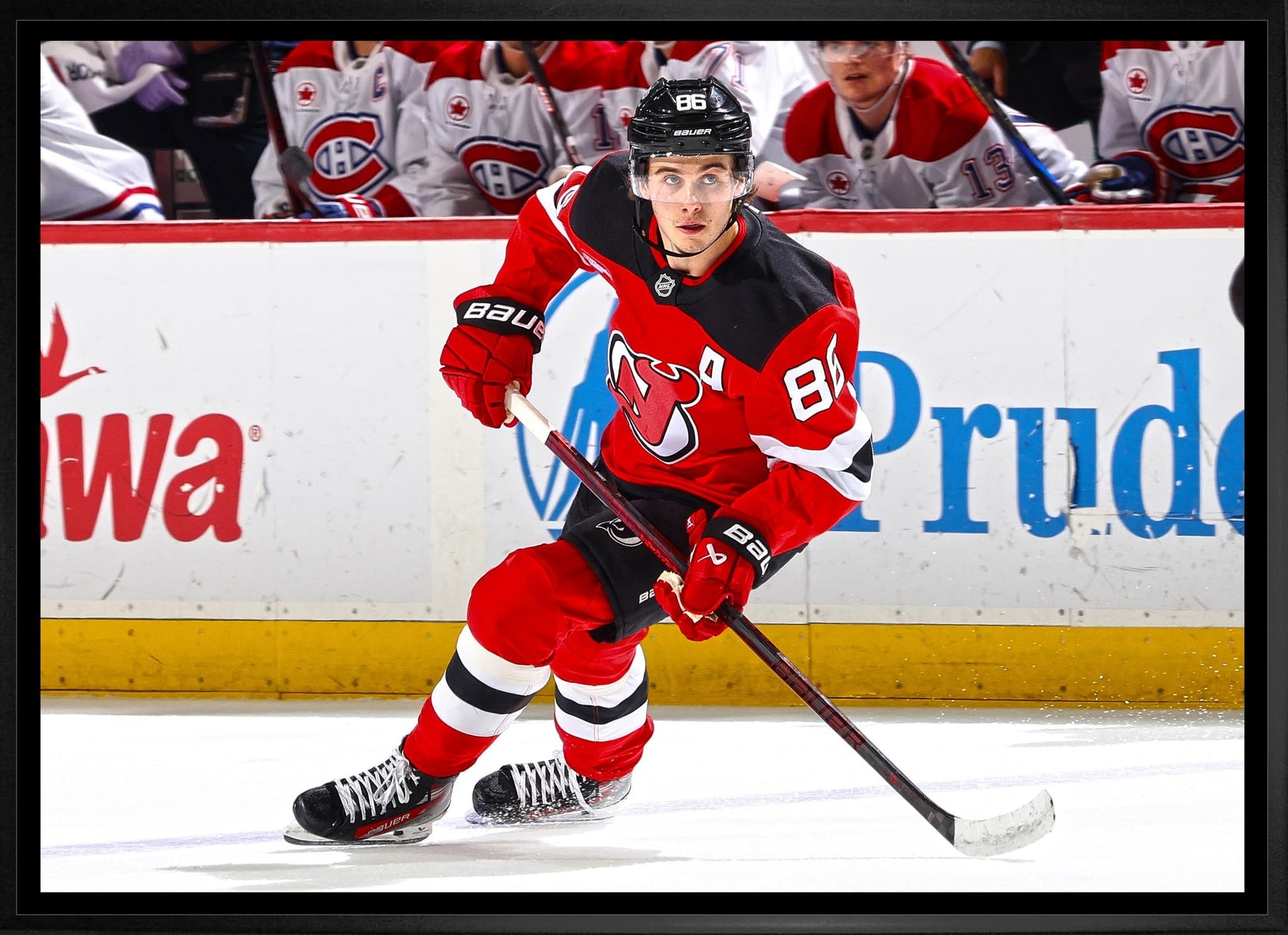 Jack Hughes 20x29 Framed Canvas New Jersey Devils - Jack Righteous