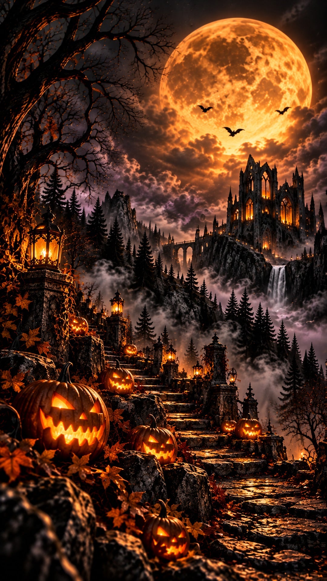 The Pumpkin Watch – glowing jack-o-lanterns in an eerie Halloween landscape