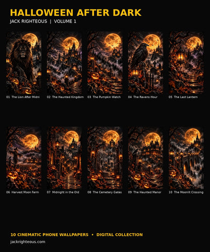 Jack Righteous Halloween After Dark Volume 1 collection preview of ten cinematic Halloween phone wallpapers