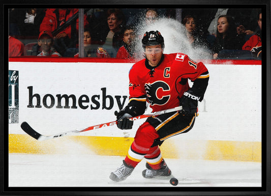 Jarome Iginla 20x29 Framed Canvas Flames Skating - H - Jack Righteous