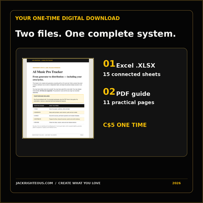 Pro Tracker one-time student package: one fifteen-sheet Excel system and one eleven-page How to Use PDF.