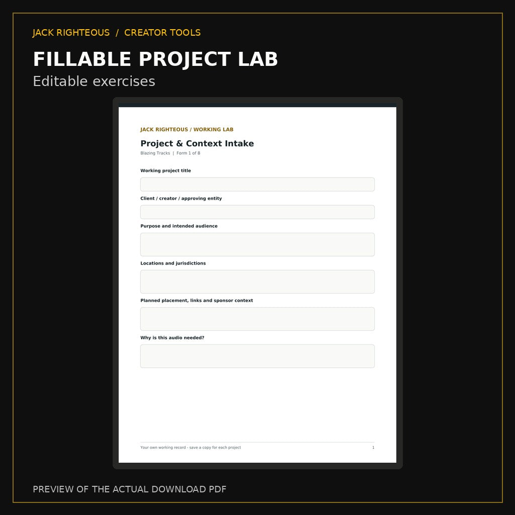 Included Blazing Tracks fillable project lab preview