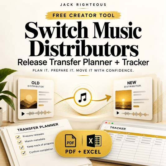 Free Switch Music Distributors release transfer planner and tracker, PDF plus Excel, Jack Righteous
